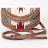 ADBG1097 American Darling Western Leather Crossbody Hand Bag with Woven Saddle Blanket