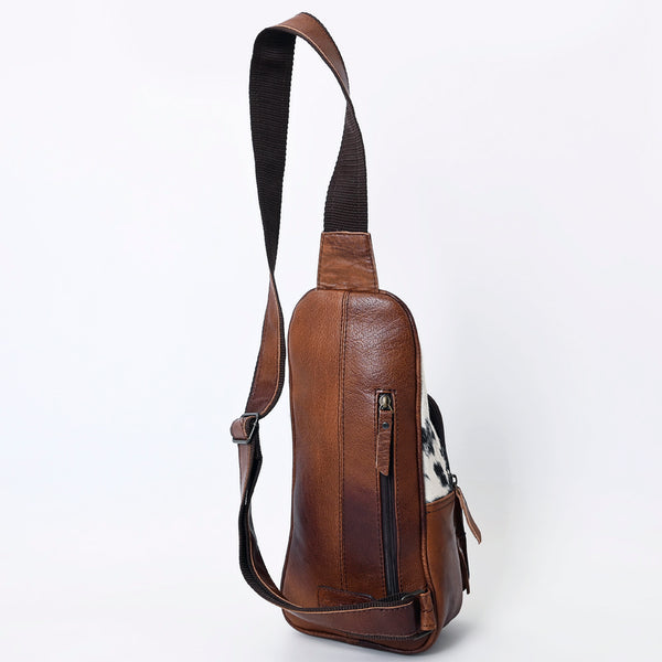 ADBG1103 American Darling Western Leather Crossbody Bag Hair-On Cowhide Hand-Tooled Floral Front