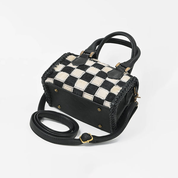 ADBGM1097 Checkered Hair On Hide & Leather Speedy Bag - American Darling