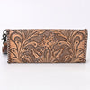 ADBG1105 American Darling Western Hand-Tooled Leather Wristlet Handbag Premium Floral Carved Women Purse