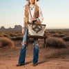 ADBG1113 American Darling Hand-Woven Saddle Blanket Western Tote Bag Genuine Leather Fringe Purse