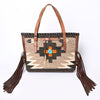ADBG1113 American Darling Hand-Woven Saddle Blanket Western Tote Bag Genuine Leather Fringe Purse