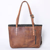 ADBG1115 American Darling Western Leather Tote Bag with Fringe & Handwoven Saddle Blanket Panel