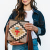 ADBG1120 American Darling Handcrafted Western Leather Tote Bag with Fringe, Genuine Leather & Native Design