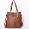ADBG1120 American Darling Handcrafted Western Leather Tote Bag with Fringe, Genuine Leather & Native Design