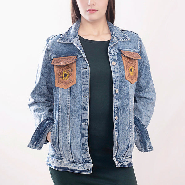 ADJKT002 American Darling Boho Denim & Harness Jacket Sunflower Fringe Top