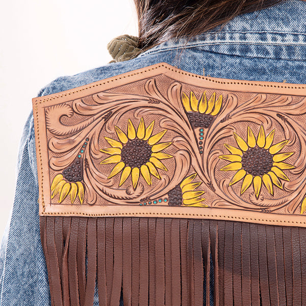 ADJKT002 American Darling Boho Denim & Harness Jacket Sunflower Fringe Top