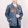 ADJKT004 American Darling Floral Tooled Denim Jacket Harness Leather Fringe