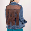 ADJKT004 American Darling Floral Tooled Denim Jacket Harness Leather Fringe