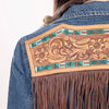 ADJKT006 American Darling Denim & Harness Jacket Aztec Tooled Fringe Top