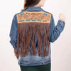 ADJKT006 American Darling Denim & Harness Jacket Aztec Tooled Fringe Top