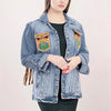 ADJKT007 American Darling Tooled Harness Leather Denim Jacket Cactus Sunflower