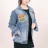 ADJKT007 American Darling Tooled Harness Leather Denim Jacket Cactus Sunflower