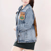ADJKT007 American Darling Tooled Harness Leather Denim Jacket Cactus Sunflower