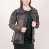 LC-ADJKT012 Hand-Tooled Cactus & Sunflower Western Denim Jacket - Vintage Wash