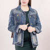 LC-ADJKT017 Denim Jacket with Tooled Cowgirl Scene & Leather Fringe