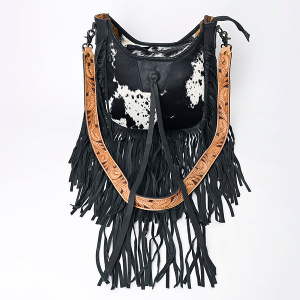 ADBG351 American Darling Western Leather Crossbody Bag with Hair-On Cowhide and Hand Tooled Strap