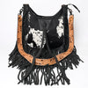 ADBG351 American Darling Western Leather Crossbody Bag with Hair-On Cowhide and Hand Tooled Strap