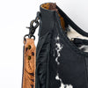 ADBG351 American Darling Western Leather Crossbody Bag with Hair-On Cowhide and Hand Tooled Strap