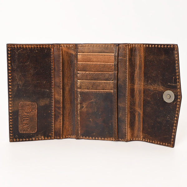 OHG164Wallet Hand Tooled Hair on Genuine Leather Western Bag