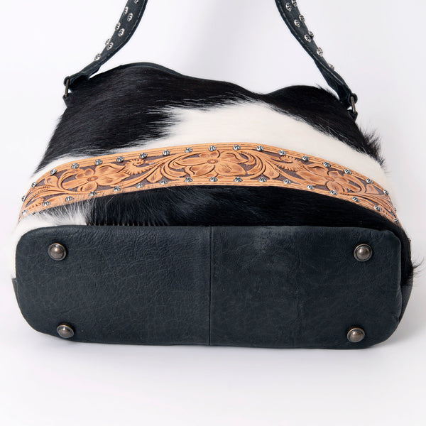 ADBG1122 American Darling Handcrafted Cowhide Leather Hobo Bag with Tooled Floral Details - Premium Western Style