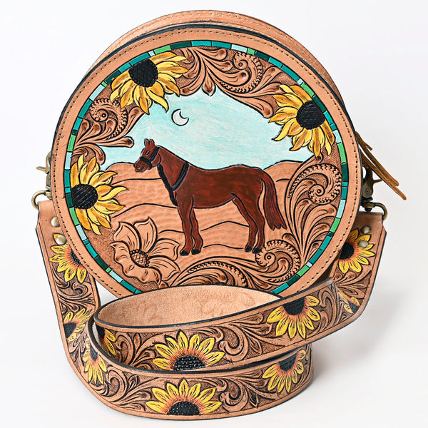 ADBGA334 American Darling Hand Tooled Genuine Leather Floral Carved Canteen Bag