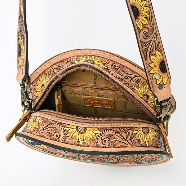 ADBGA334 American Darling Hand Tooled Genuine Leather Floral Carved Canteen Bag