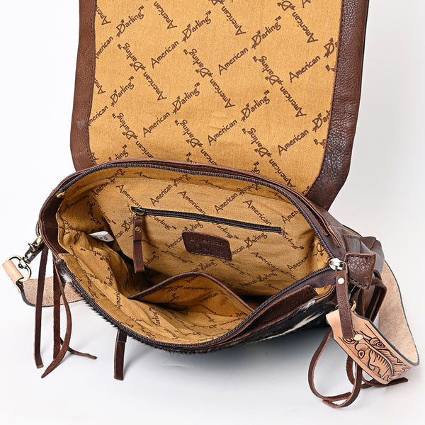 ADBGA337 American Darling Hair-On Cowhide Hand Tooled Leather Messenger Bag