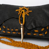 LC-ADBGM254 Raw-Edge Leather Western Crossbody Bag - Fringe Saddle Purse with Horn Toggle & Braided Strap