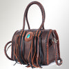 ADBGM270 Western Braided Fringe Duffel with Turquoise Concho - Genuine Leather