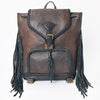 ADBGM275 Western Leather Backpack - Braided Trim, Fringe & Buckle Closure