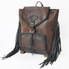 ADBGM275 Western Leather Backpack - Braided Trim, Fringe & Buckle Closure