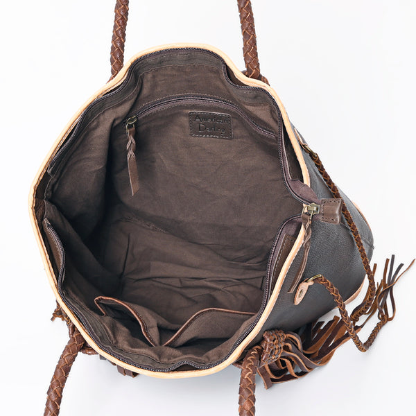 ADBGM328 Handmade Leather Crossbody Bag with Braided Edges - Western Compact Purse