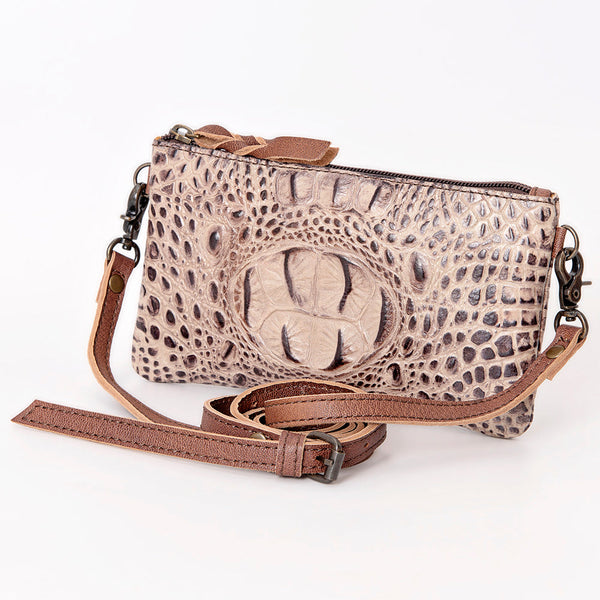 ADBG766 American Darling Western Leather Crossbody Bag - Crocodile Embossed Handcrafted Purse