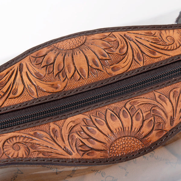 ADBG994 American Darling Hand Tooled Floral Leather Toiletry Clear Bag with Artisan Carving