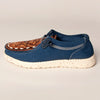 LC-ADFT133NV4 Women's Blue Canvas Loafers with Tan Tooled Leather - American Darling Slip-On Flats