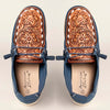 LC-ADFT133NV4 Women's Blue Canvas Loafers with Tan Tooled Leather - American Darling Slip-On Flats