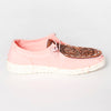 LC-ADFT133PK4 Women's Pink Canvas Loafers with Hand-Tooled Leather - American Darling Floral Slip-Ons