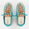 LC-ADFT133TR8 Women's Turquoise Canvas Tooled Leather Loafers - American Darling Western Inlay Slip-Ons