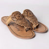 LC-ADFTE109 Hand-Tooled Leather Toe Ring Sandals - Floral Western Slides by American Darling