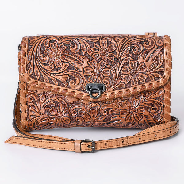 ADBG1133 American Darling Hand Tooled Floral Leather Crossbody Bag Western Purse
