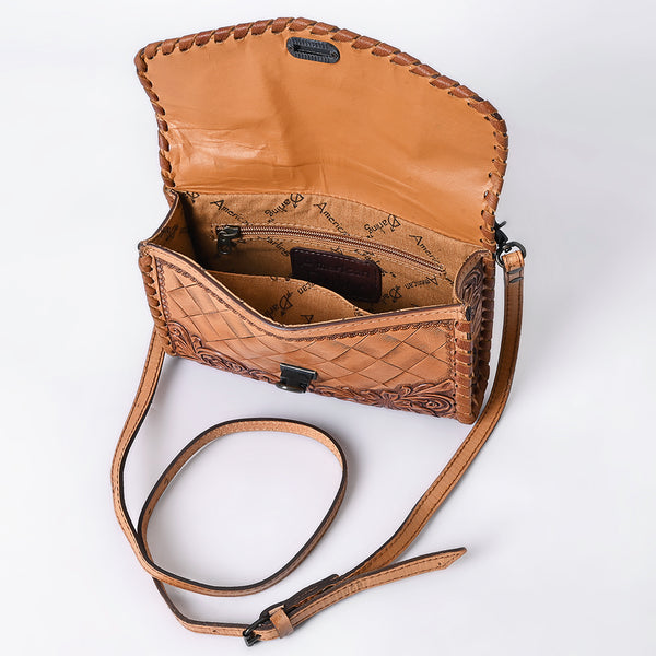 ADBG1133 American Darling Hand Tooled Floral Leather Crossbody Bag Western Purse