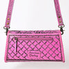 ADBG1134 American Darling Pink Hand Tooled Floral Leather Clutch & Crossbody Bag
