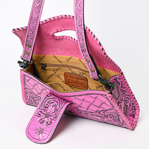 ADBG1134 American Darling Pink Hand Tooled Floral Leather Clutch & Crossbody Bag