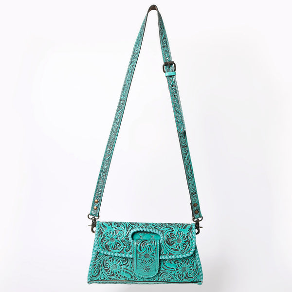 ADBG1134 American Darling Hand Tooled Floral Leather Wallet Bag Clutch & Crossbody Handbag