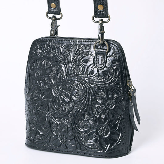 American Darling Hand-Tooled Western Leather Duffel Bag Floral Cowhide Travel Satchel main image 0