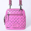ADBG1136 American Darling Pink Hand Tooled Floral Leather Crossbody Bag Western Purse