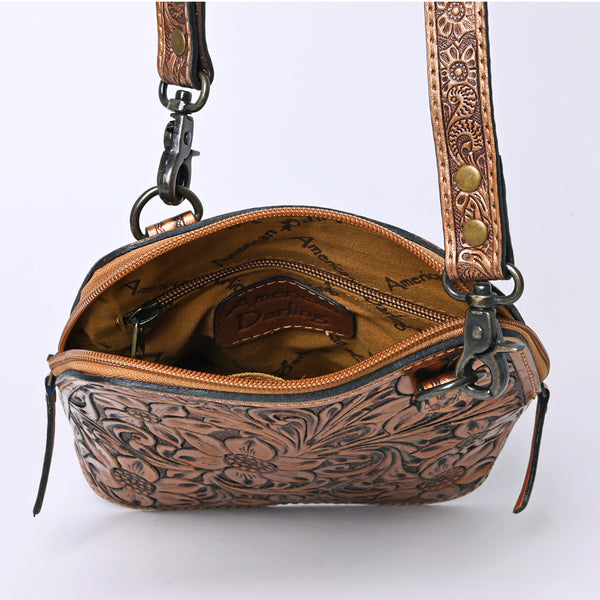 ADBG1136 American Darling Hand Tooled Floral Leather Crossbody Bag