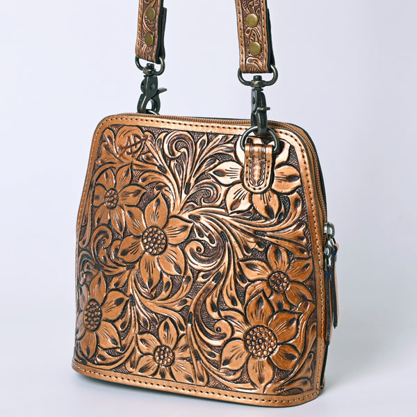 ADBG1136 American Darling Hand Tooled Floral Leather Crossbody Bag
