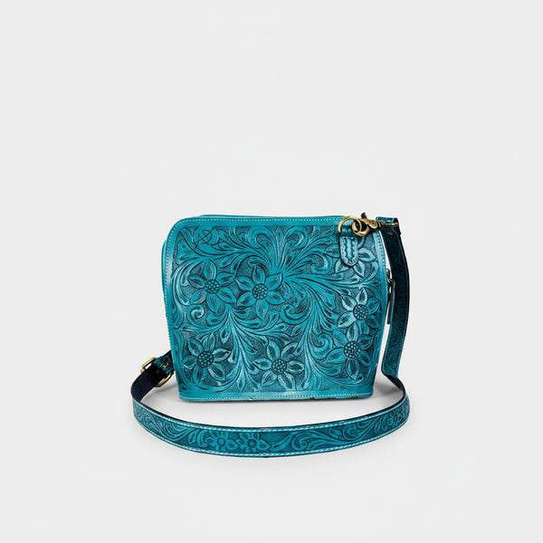 ADBG1136 American Darling Hand Tooled Floral Leather Crossbody Bag